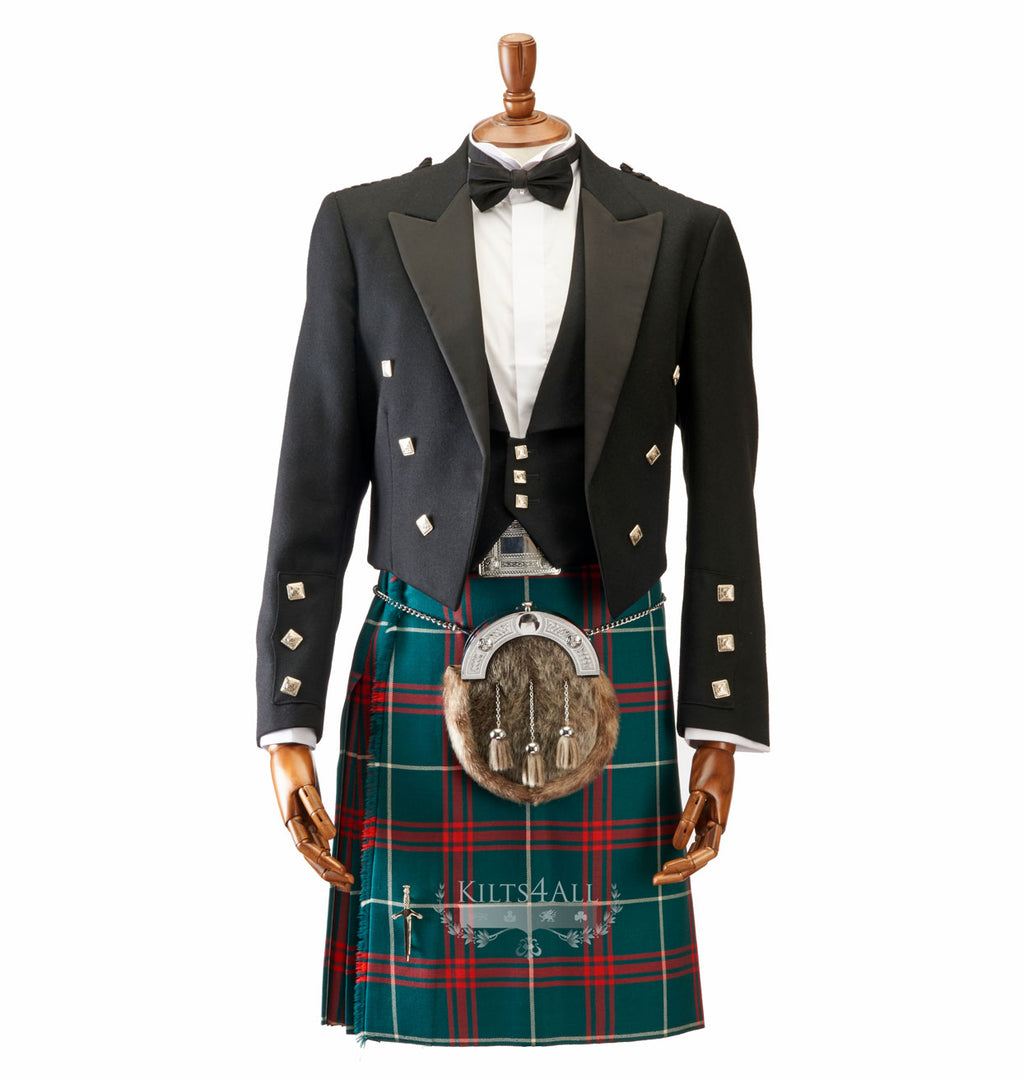 Mens Welsh National Tartan Kilt Outfit to Hire - Prince Charlie Jacket & 3 Button Waistcoat