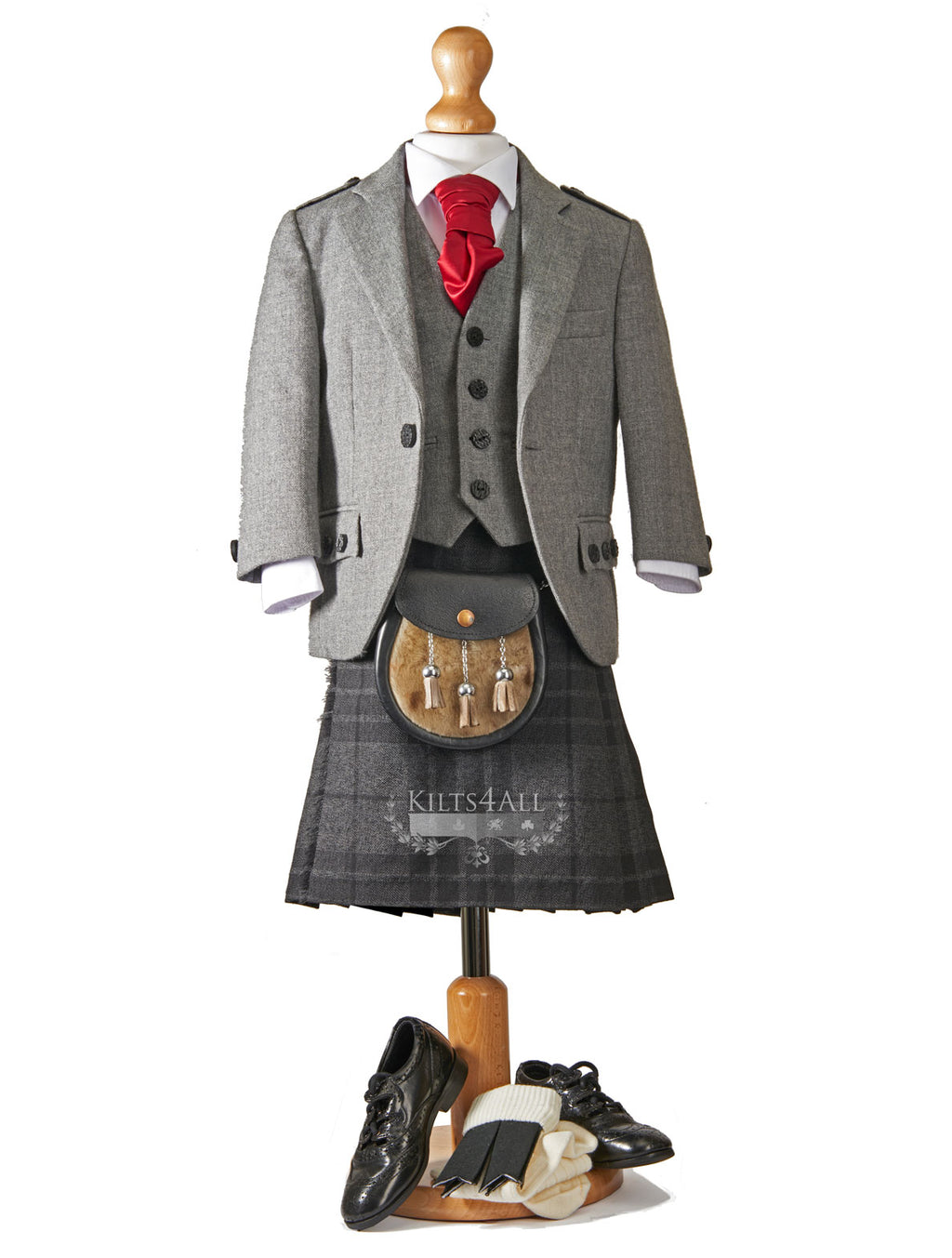 Boys Tartan Kilt Outfit to Hire - Light Grey Argyll Jacket & Waistcoat