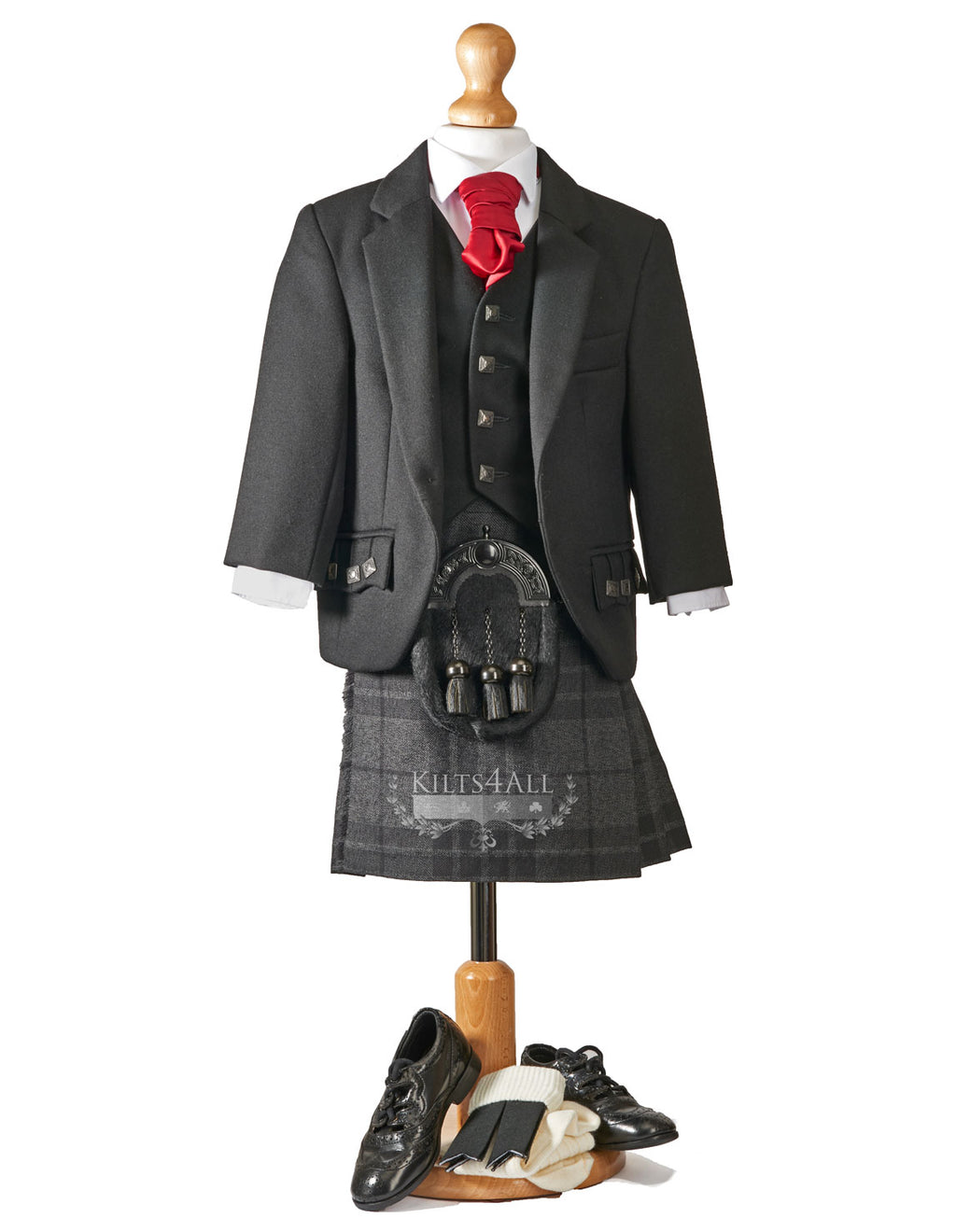 Boys Tartan Kilt Outfit to Hire - Muted Black Argyll Jacket & Waistcoat