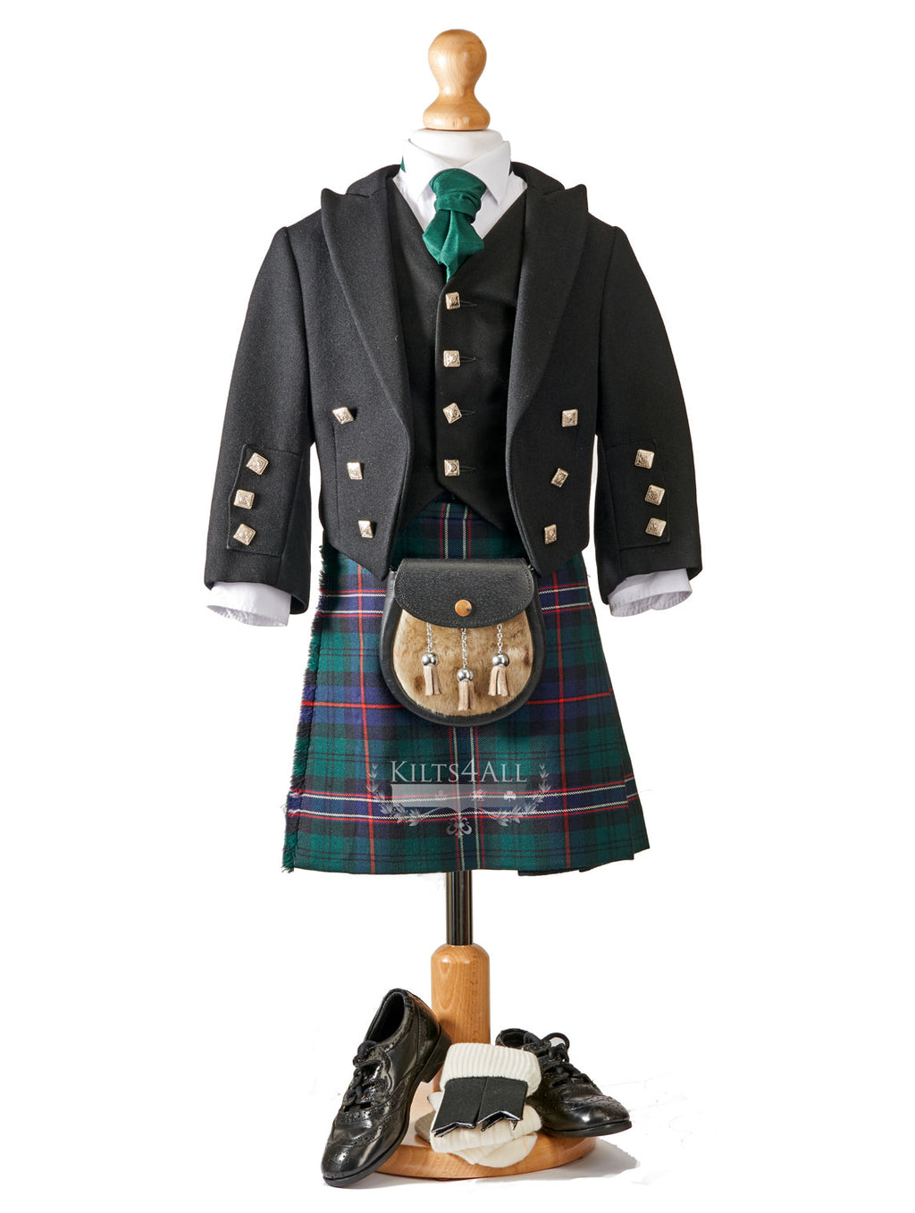 Boys Tartan Kilt Outfit to Hire - Prince Charlie Jacket & 5 Button Waistcoat