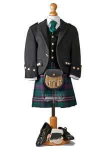 Boys Tartan Kilt Outfit to Hire - Traditional Black Argyll Jacket & Waistcoat