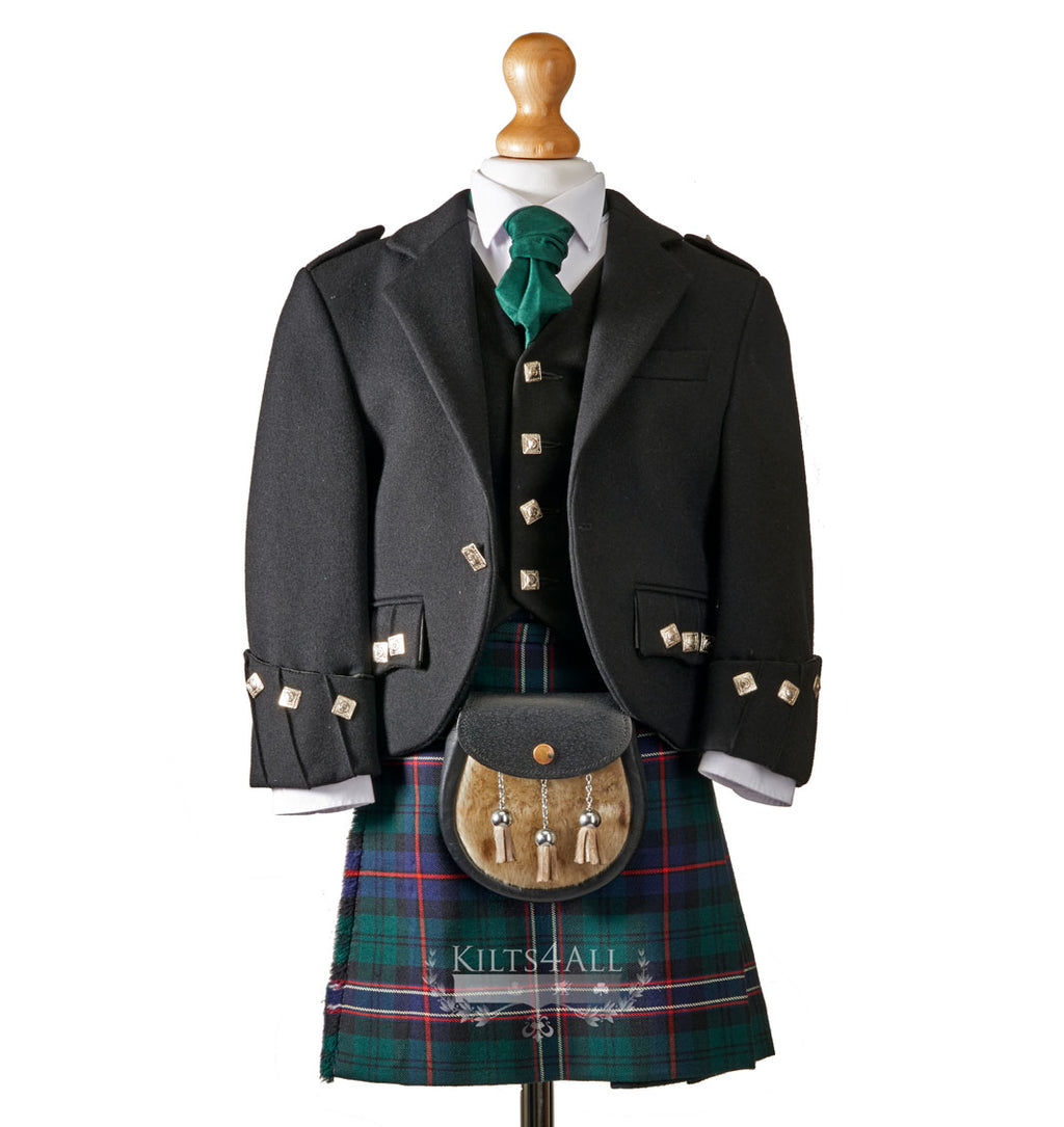 Boys Traditional Black Argyll Jacket & Waistcoat to Hire