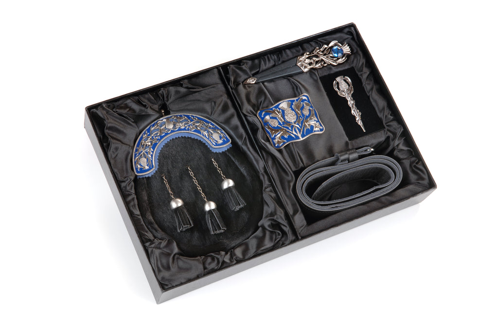 Thistle Sporran 5 Piece Gift Set - Blue