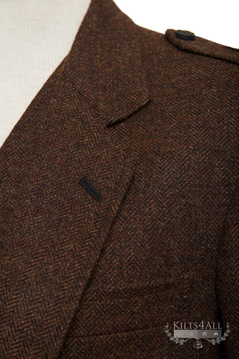 Mens Brown Herringbone Tweed Highland Argyll Jacket & Waistcoat