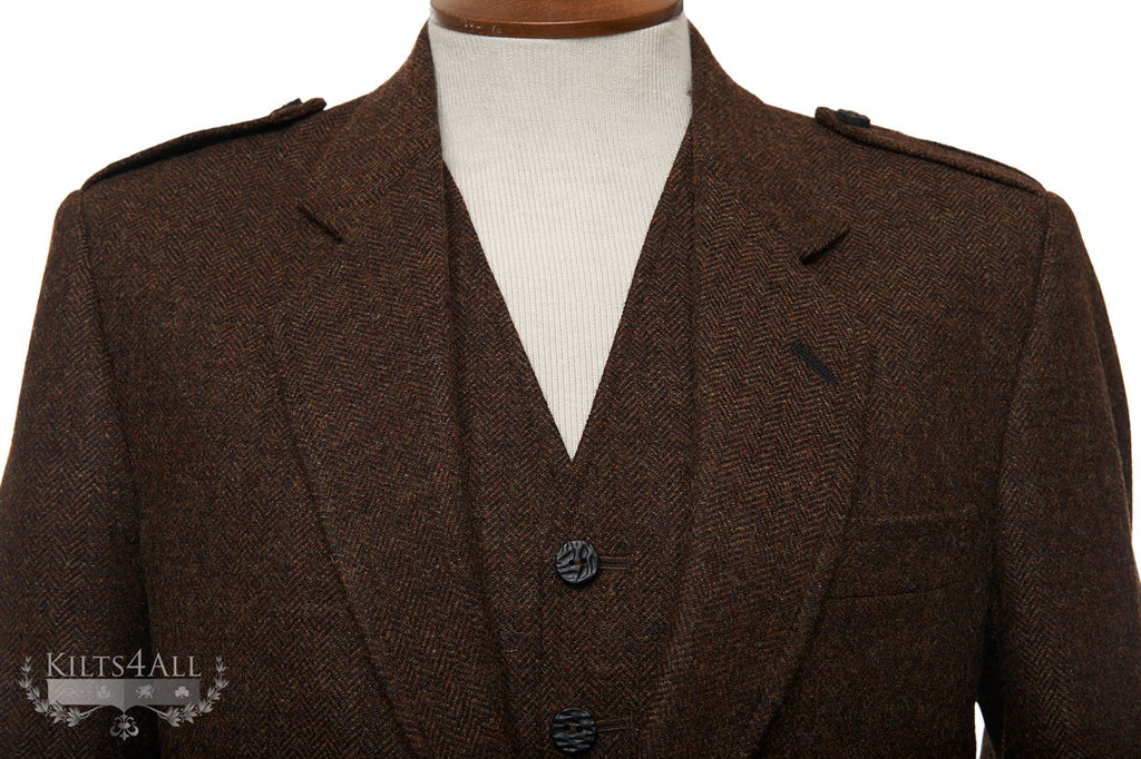 Mens Brown Herringbone Tweed Highland Argyll Jacket & Waistcoat – Kilts4All