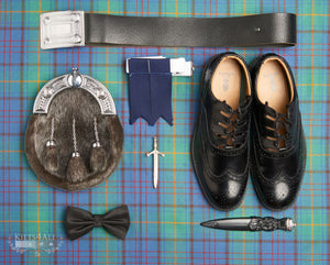 Mens Scottish Tartan Kilt Outfit to Hire - Contemporary Blue Argyll Jacket & Waistcoat