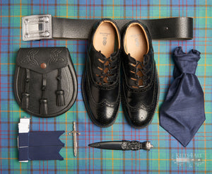 Mens Scottish Tartan Kilt Outfit to Hire - Traditional Black Argyll Jacket & Waistcoat