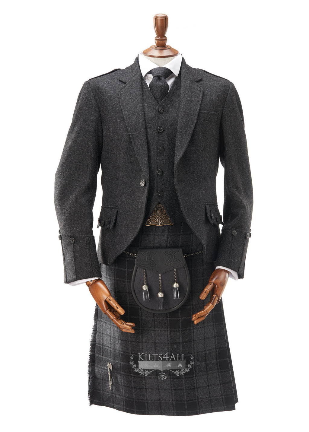 Mens Lightweight Charcoal Tweed Argyll Jacket & Waistcoat to Buy
