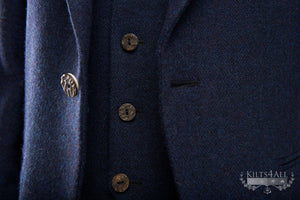 Mens Navy Tweed Argyll Jacket & Waistcoat with Green Detailing