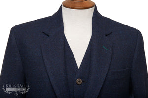 Mens Navy Tweed Argyll Jacket & Waistcoat with Green Detailing