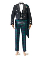 Mens Scottish Tartan Trews Outfit to Hire - Muted Black Argyll Jacket & Wasitcoat