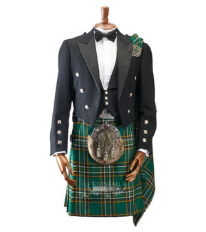 Mens Irish Tartan Kilt Outfit to Hire - Lightweight Navy Tweed Argyll Jacket & Waistcoat