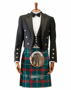 Mens Welsh National Tartan Kilt Outfit to Hire - Prince Charlie Jacket & 3 Button Waistcoat