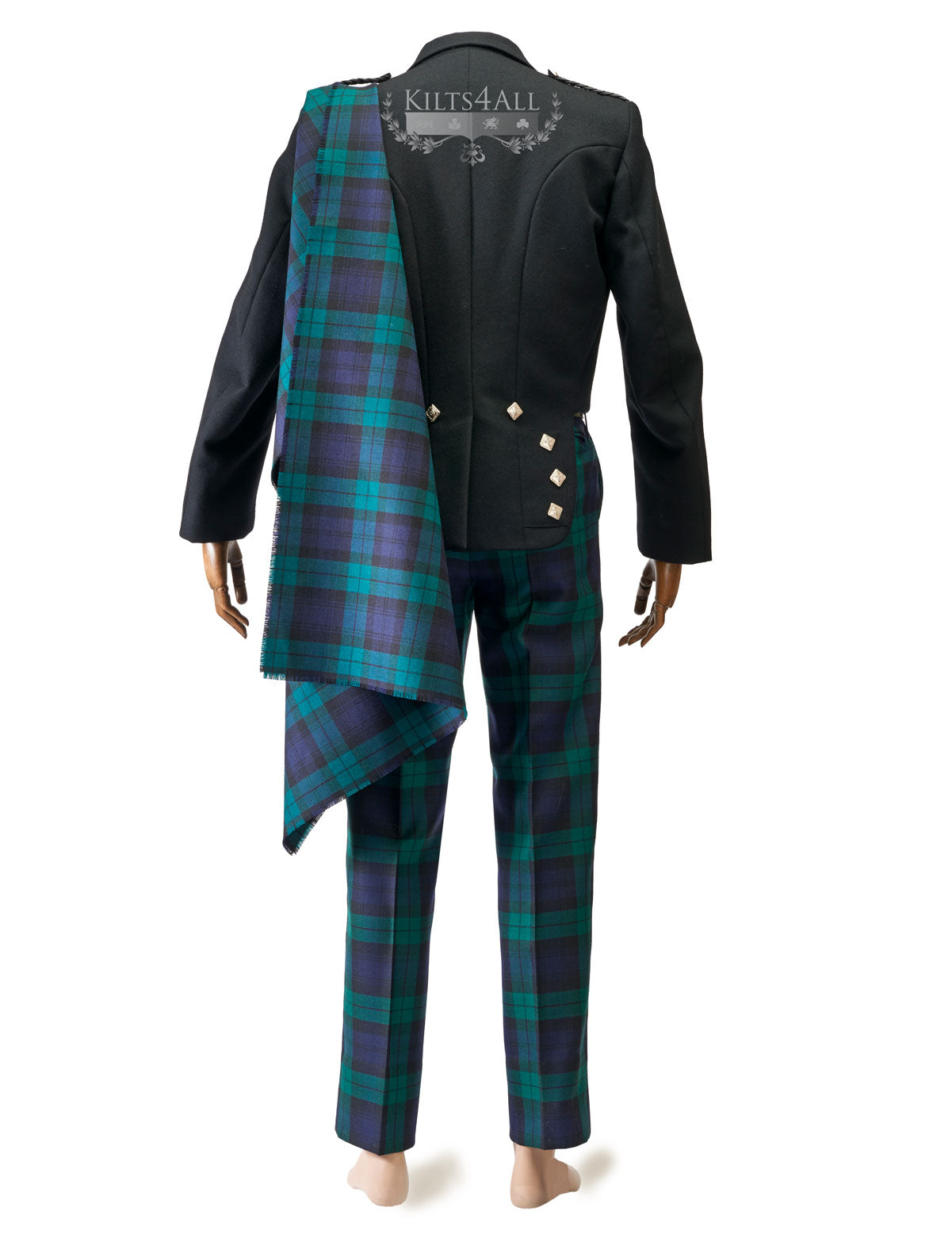Mens Scottish Tartan Trews Outfit to Hire - Prince Charlie Jacket & 3 Button Waistcoat