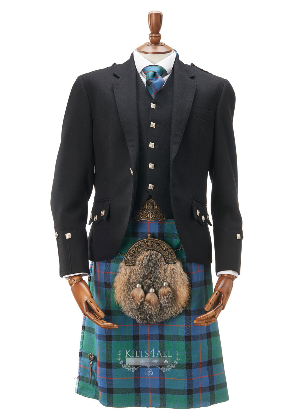 Mens Traditional Black Argyll Jacket & Waistcoat to Buy