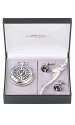 Stag Head 3 Piece Quartz Pocket Watch Gift Set