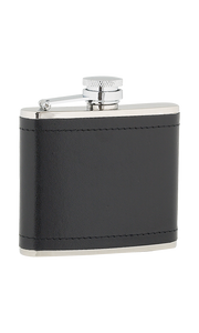 4oz Black Leather Stainless Steel Flask
