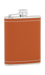 6oz Tan Leather Stainless Steel Flask