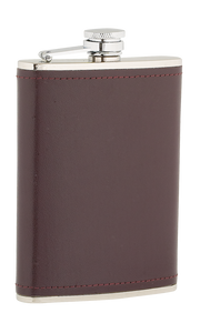 8oz Burgandy Leather Stainless Steel Flask