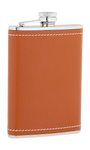 8oz Tan Leather Stainless Steel Flask