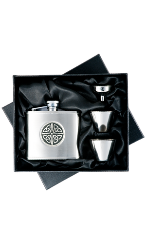 4oz Celtic Knot Stainless Steel Flask Set